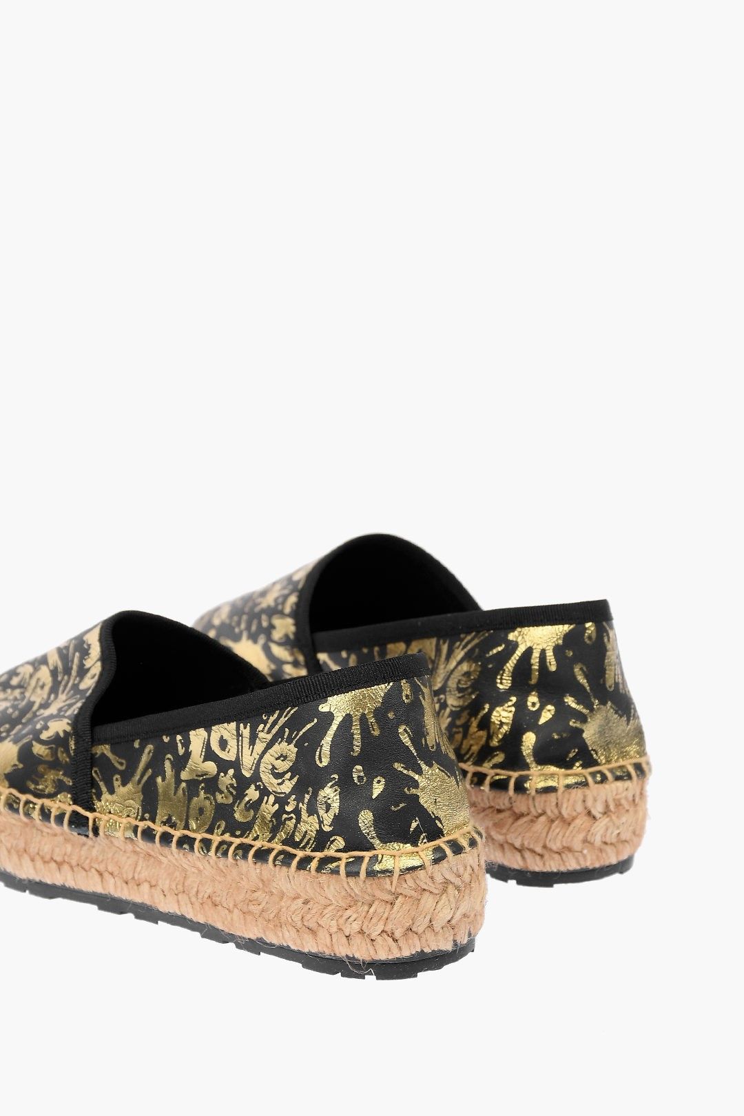 모스키노 여성 에스파드류 LOVE Leather SPLASH Platform Espadrilles with Logo 4 cm 382384