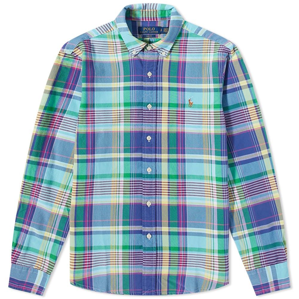 폴로랄프로렌-버튼 다운 패딩 옥스포드 체크 셔츠 Button Down Oxford Check Shirt 710873203001 Blue & Green Multi | TRENBE 폴로랄프로렌-버튼 다운 패딩 옥스포드 체크 셔츠 Button Down Oxford Check Shirt 710873203001 Blue & Green Multi | Trenbe