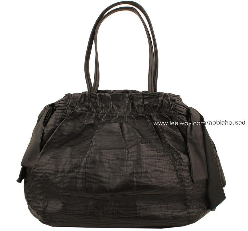 Prada Napa Black Shirring Ribbon Shoulder Bag 26811363 | eBay