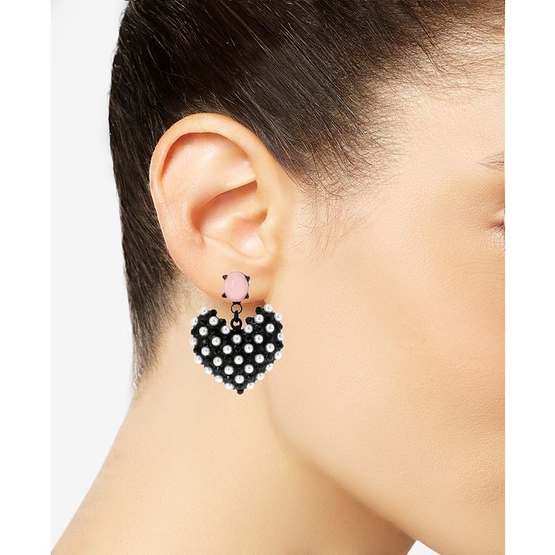 Betsey johnson black heart earrings discount