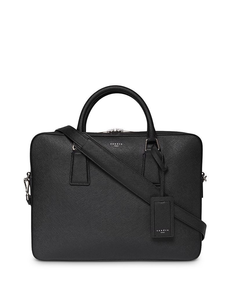 Sandro Downtown Large Saffiano Leather Briefcase - Black