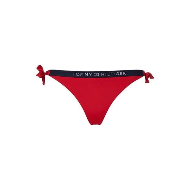 Tommy Hilfiger logo side tie cheeky bikini bottom in navy blue