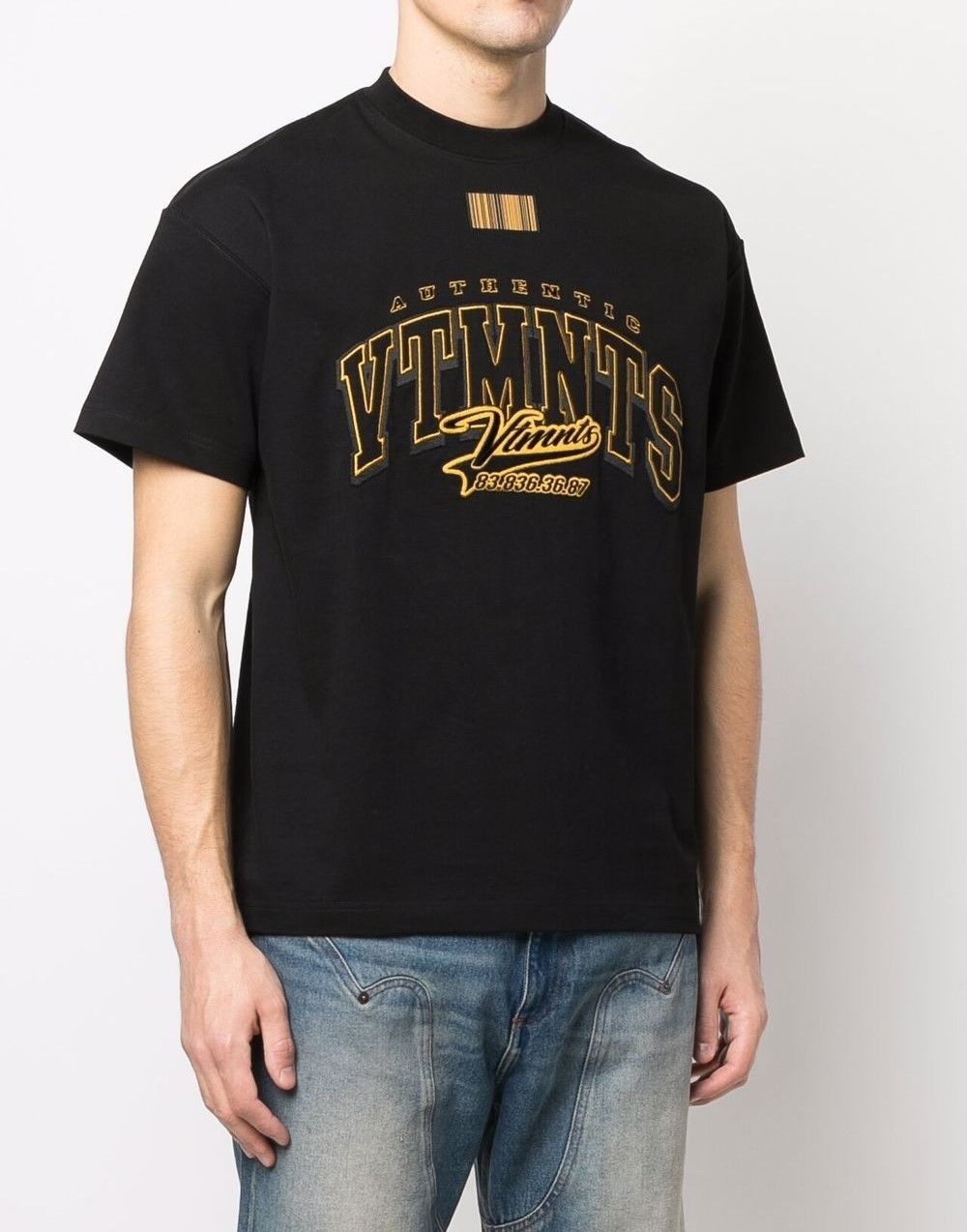 vetements 22SS VTMNTS Embroidered Logo Print T-Shirt Black