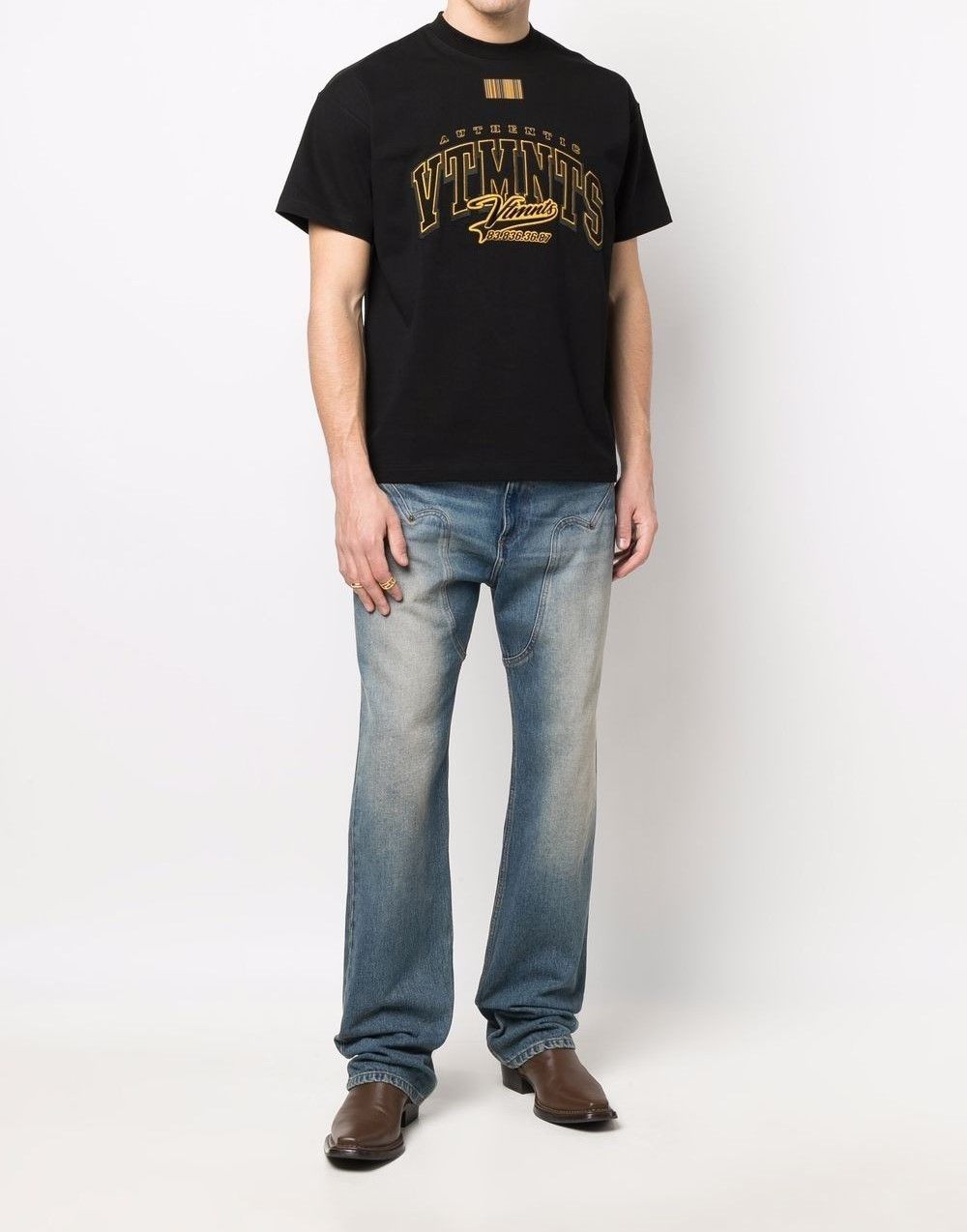 vetements 22SS VTMNTS Embroidered Logo Print T-Shirt Black