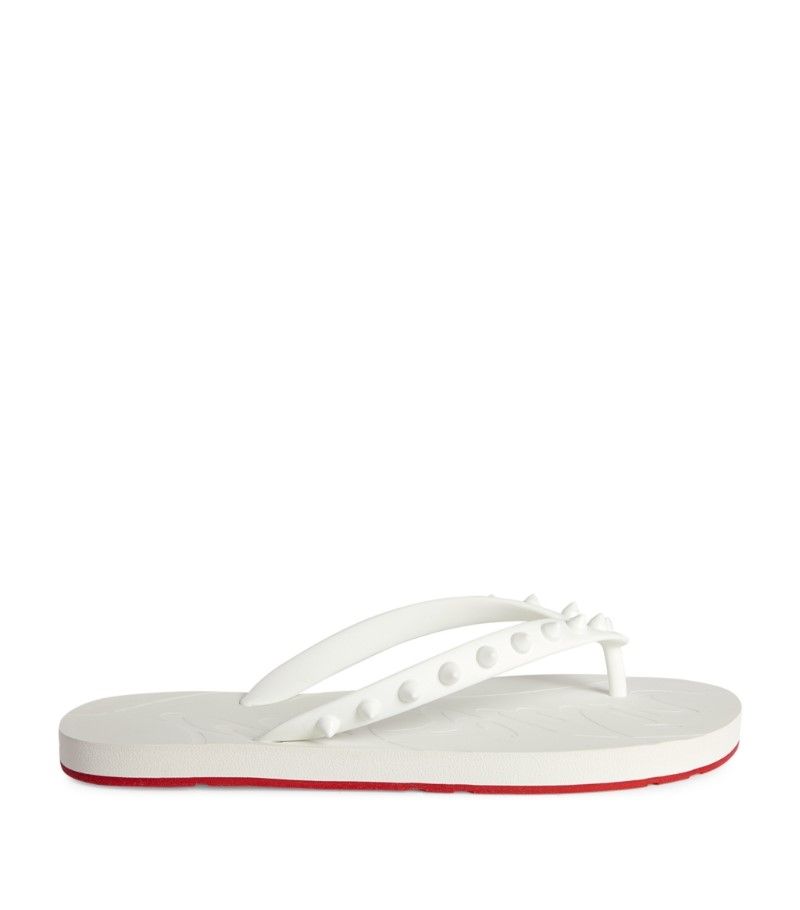 Womens Christian Louboutin white Loubi Flip Studded Flip Flops