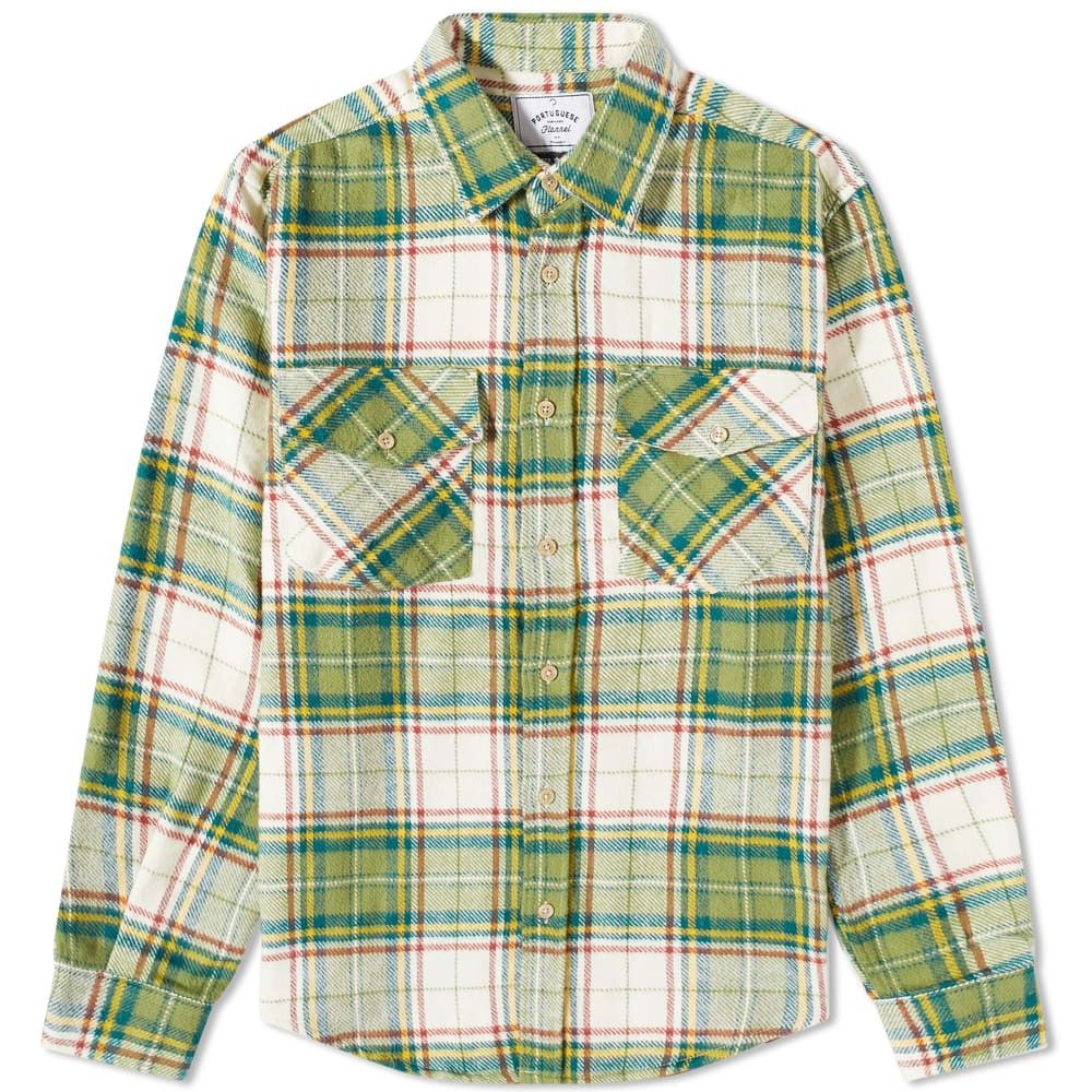 체크 포켓 오버셔츠 Portlad Check 2 Pocket Overshirt PF-PORTLADSHRT-GRE Green, Red & Ecru