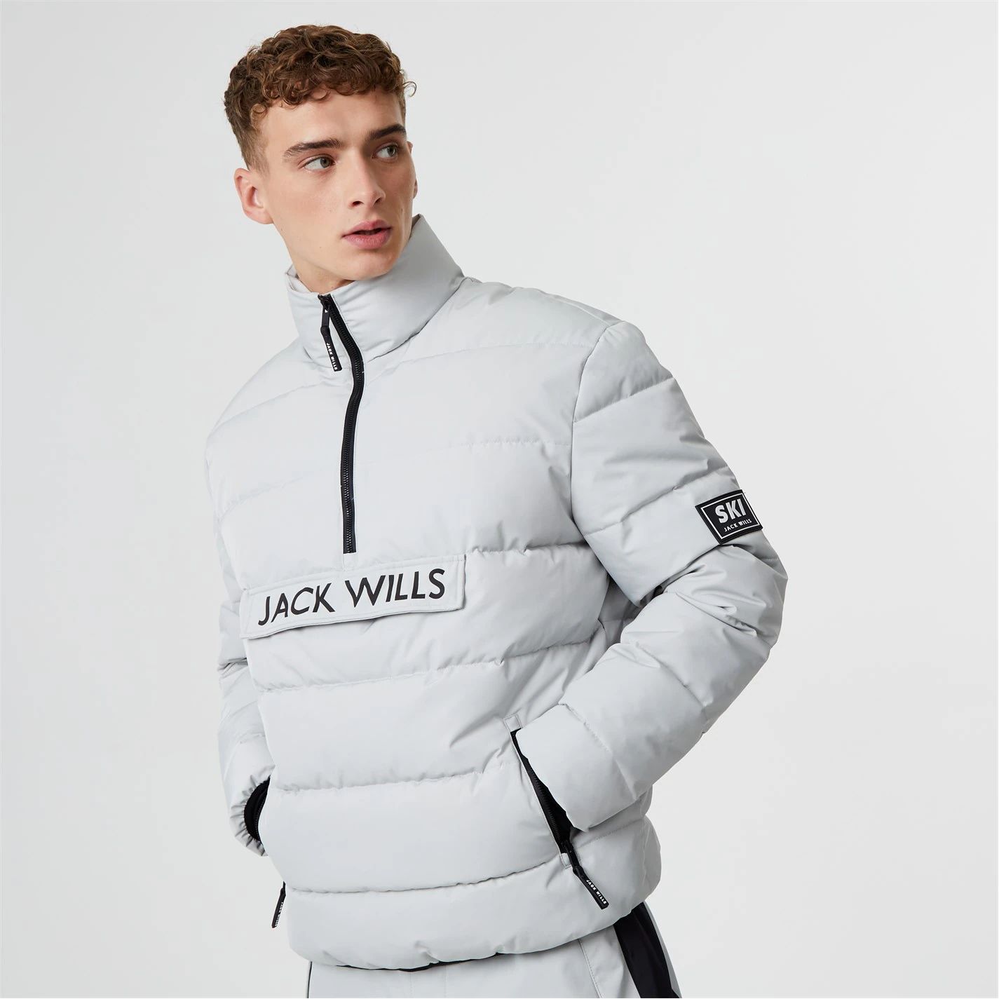 Jack Wills Kershaw Hooded Puffer Jacket Granite Gray 60388725