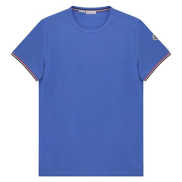 몽클레어-23Ss 남성 로고 삼선 라운드 티셔츠 블루 8C71600 87296 772 | Trenbe