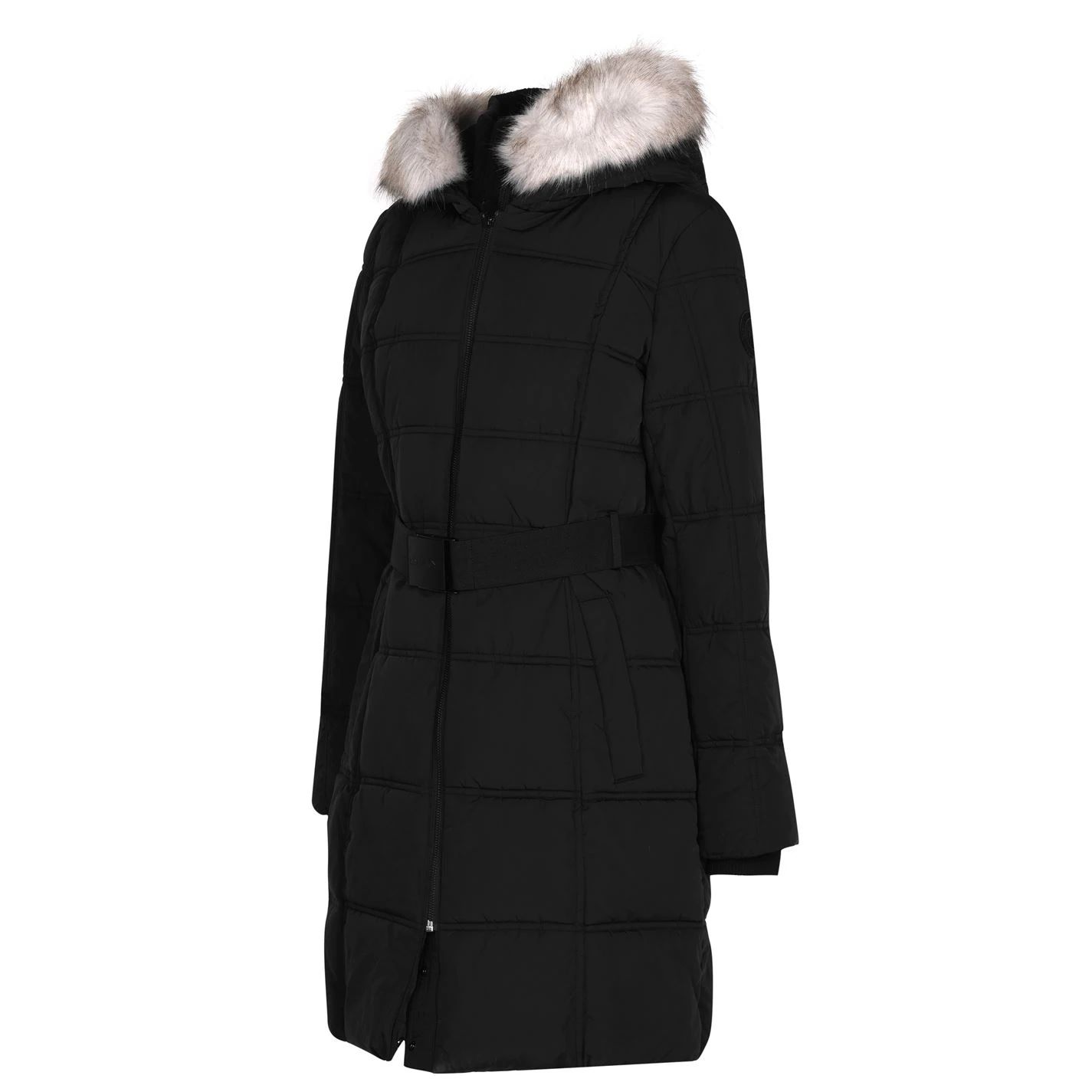 Hooded belted longline puffer on sale