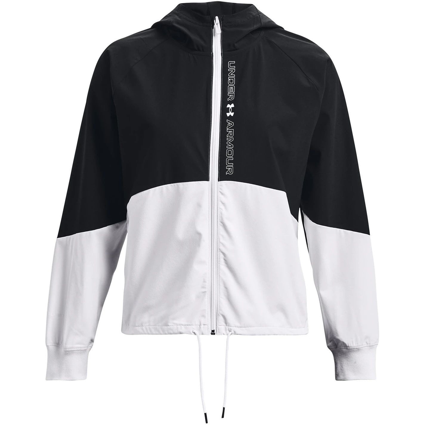 Black and white store under armour windbreaker