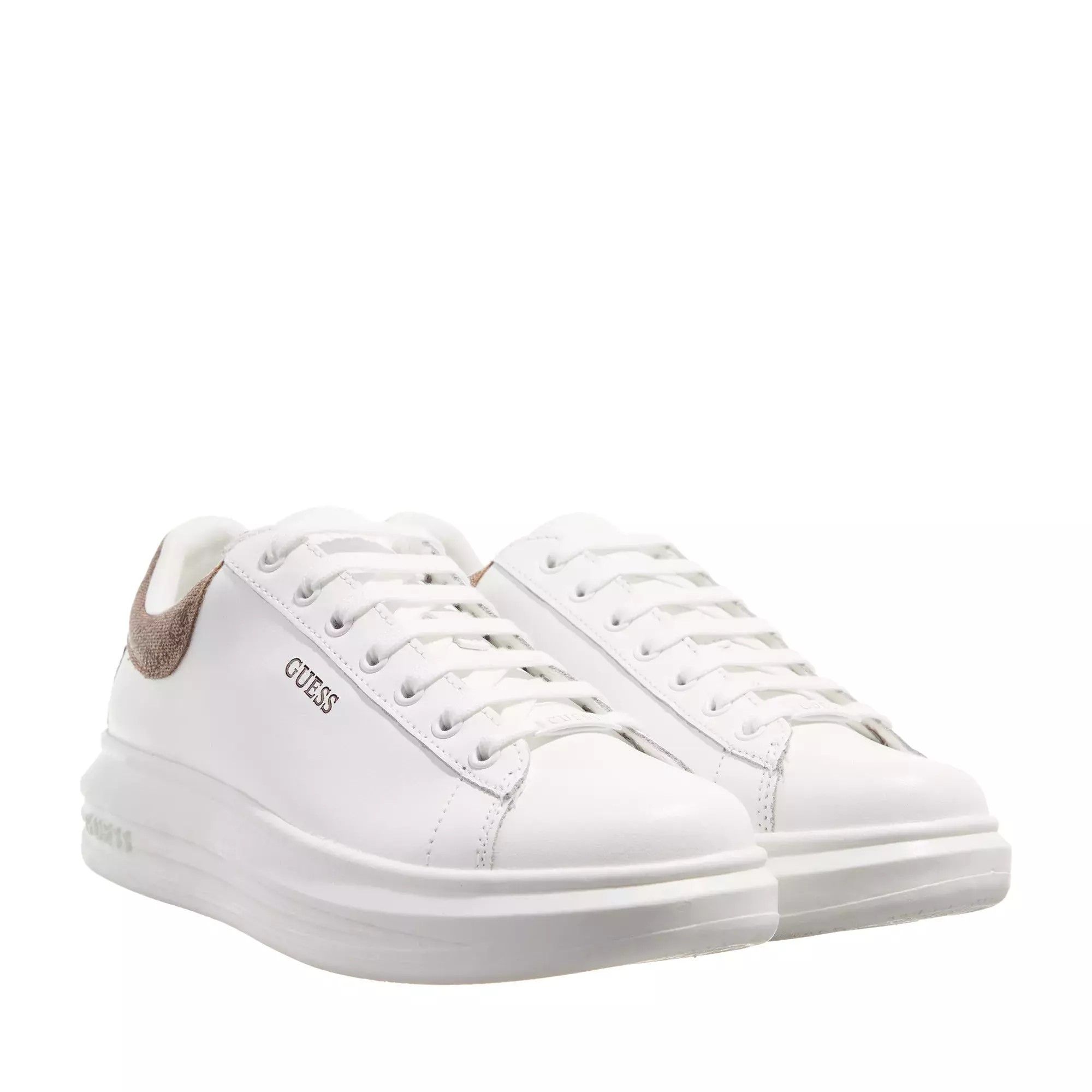 게스-화이트 브라운 로우 스니커즈 Guess Vibo White Brown Ocra Low-Top Sneaker A0220908 | TRENBE 게스-화이트 브라운 로우... 
