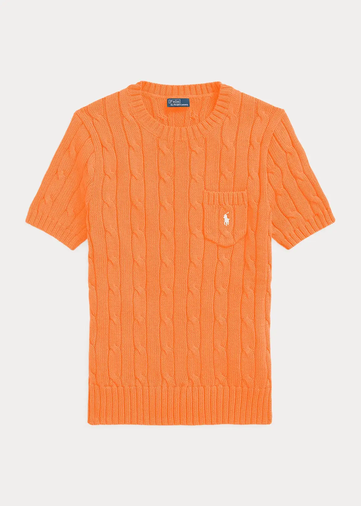 폴로랄프로렌-케이블 니트 코튼 반팔 스웨터 오렌지 Cable-Knit Cotton Short-Sleeve Sweater Fair  Orange 638739 Fair Orange
