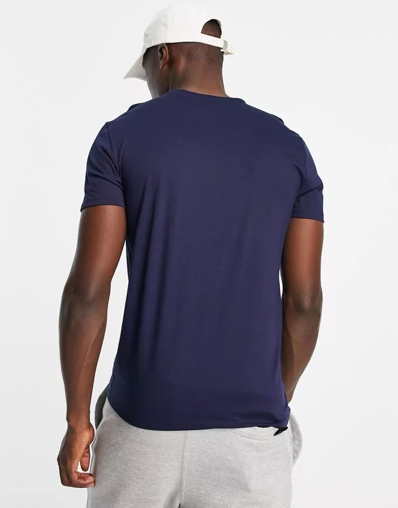 티셔츠 로고 Marineblaues T-Shirt aus Pima-Baumwolle mit Logo 203440880Marineblau
