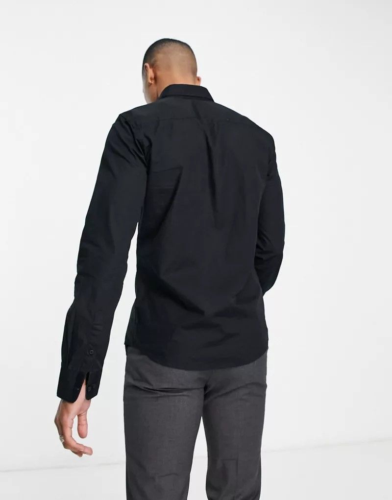블랙 Only & Sons   Schmales Popelin-Hemd in Schwarz mit Stretchanteil 202967331Schwarz