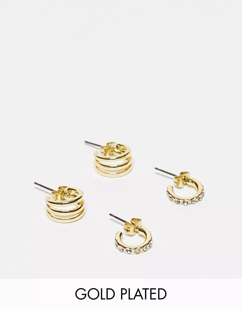 2er-Pack exklusive, eng anliegende Ohrringe mit 18-Karat-Vergoldung 203540695GOLD