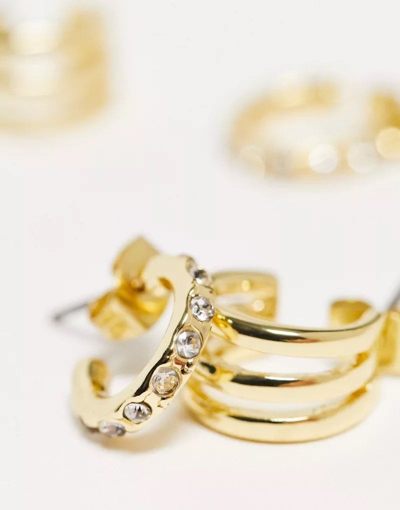 2er-Pack exklusive, eng anliegende Ohrringe mit 18-Karat-Vergoldung 203540695GOLD