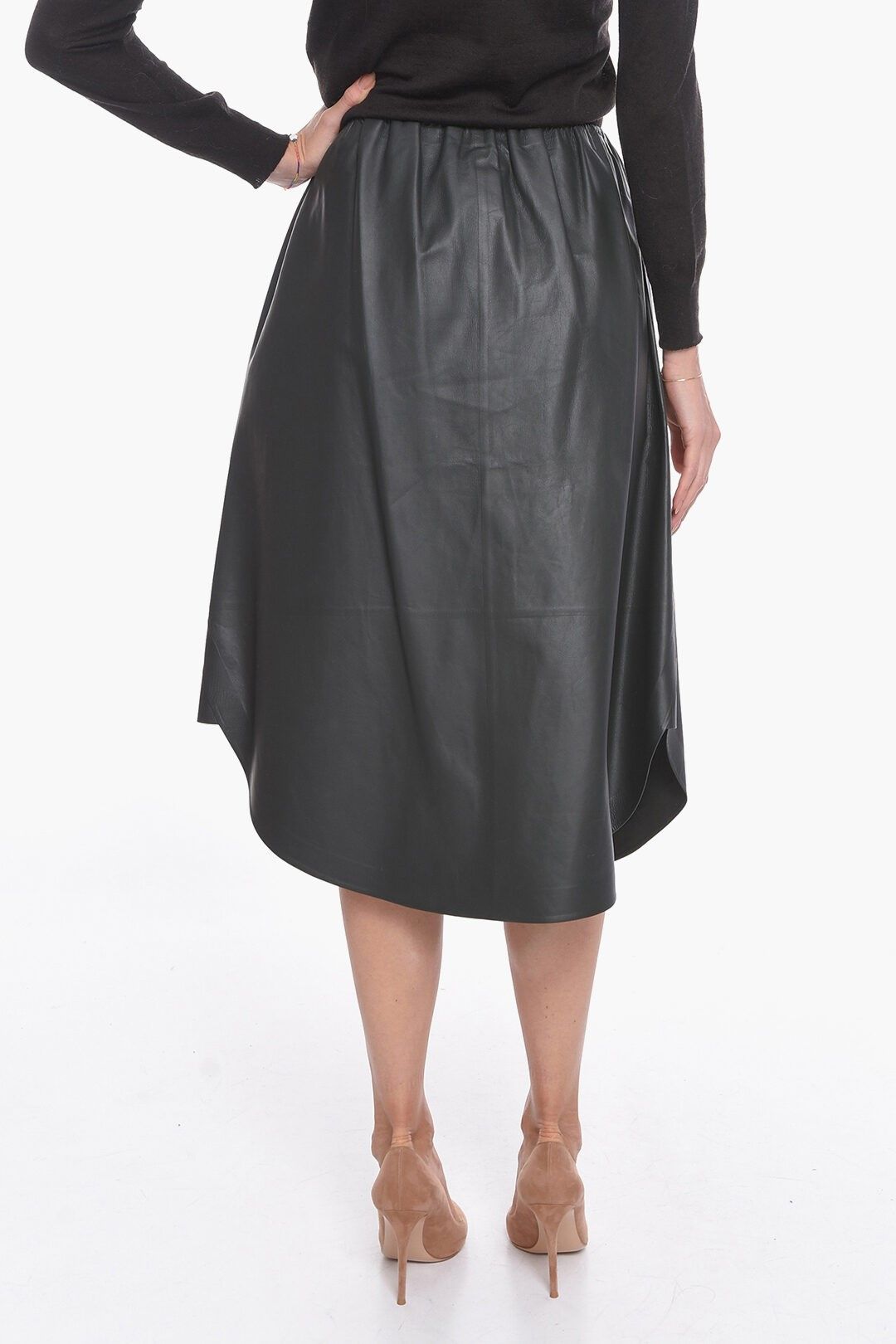 지퍼 워터프루프 방수 가죽 미디 스커트 Front Zipped WATERPROOF Leather Midi Skirt 534080