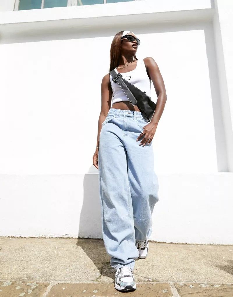 위켄드 데님 ASOS   Weekend Collective   Weit geschnittene Jeans in hellblauer Vintage-Waschung 204952656Helle Vintagewaschung