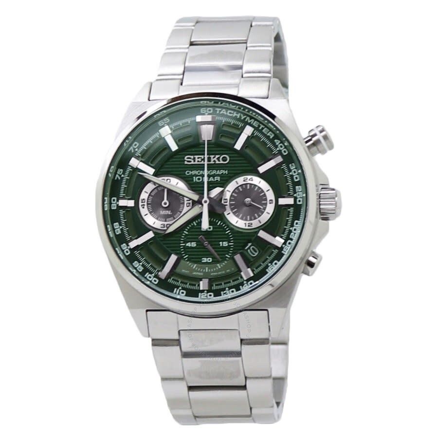 크로노그라프 쿼츠 그린 다이얼 스테인레스 스틸 남성 시계 Chronograph Quartz Green Dial Stainless Steel Men's Watch SSB405P1 SE-SSB405