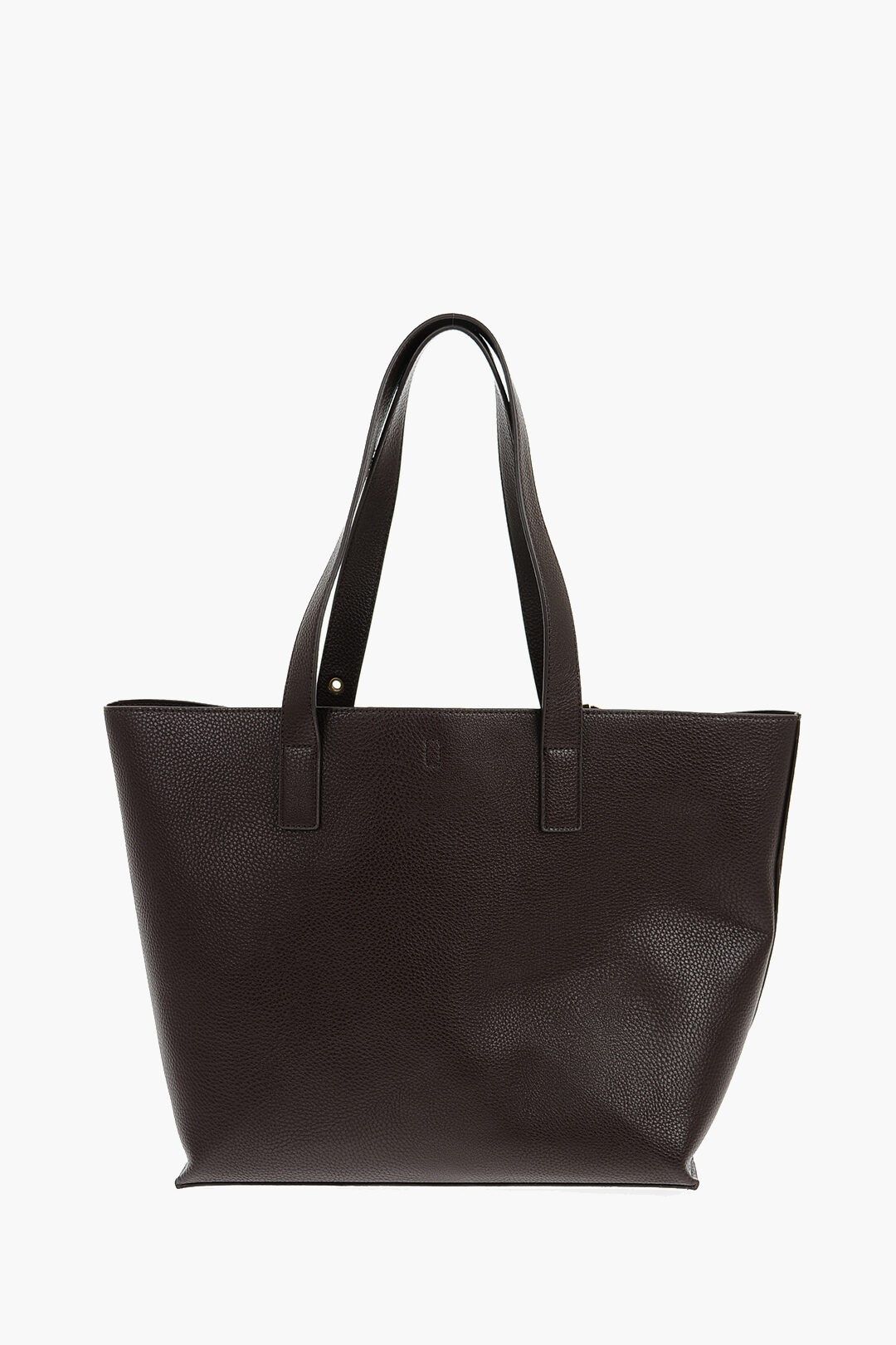 데님 꾸뛰르 텍스쳐드 포우 가죽 토트 가방 골든 버클 JEANS COUTURE Textured Faux Leather Tote Bag with Golden Buckles 537725