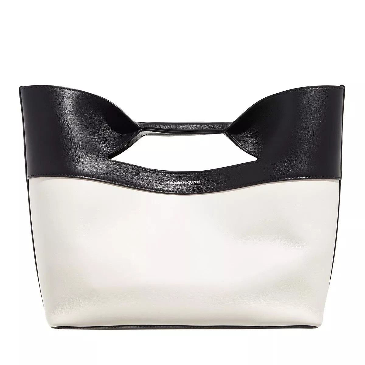 더 보우 스카프 트윌리 가죽 가방 화이트 블랙 토트 Alexander McQueen The Bow Leather Bag White / Black                        Tote A0218286