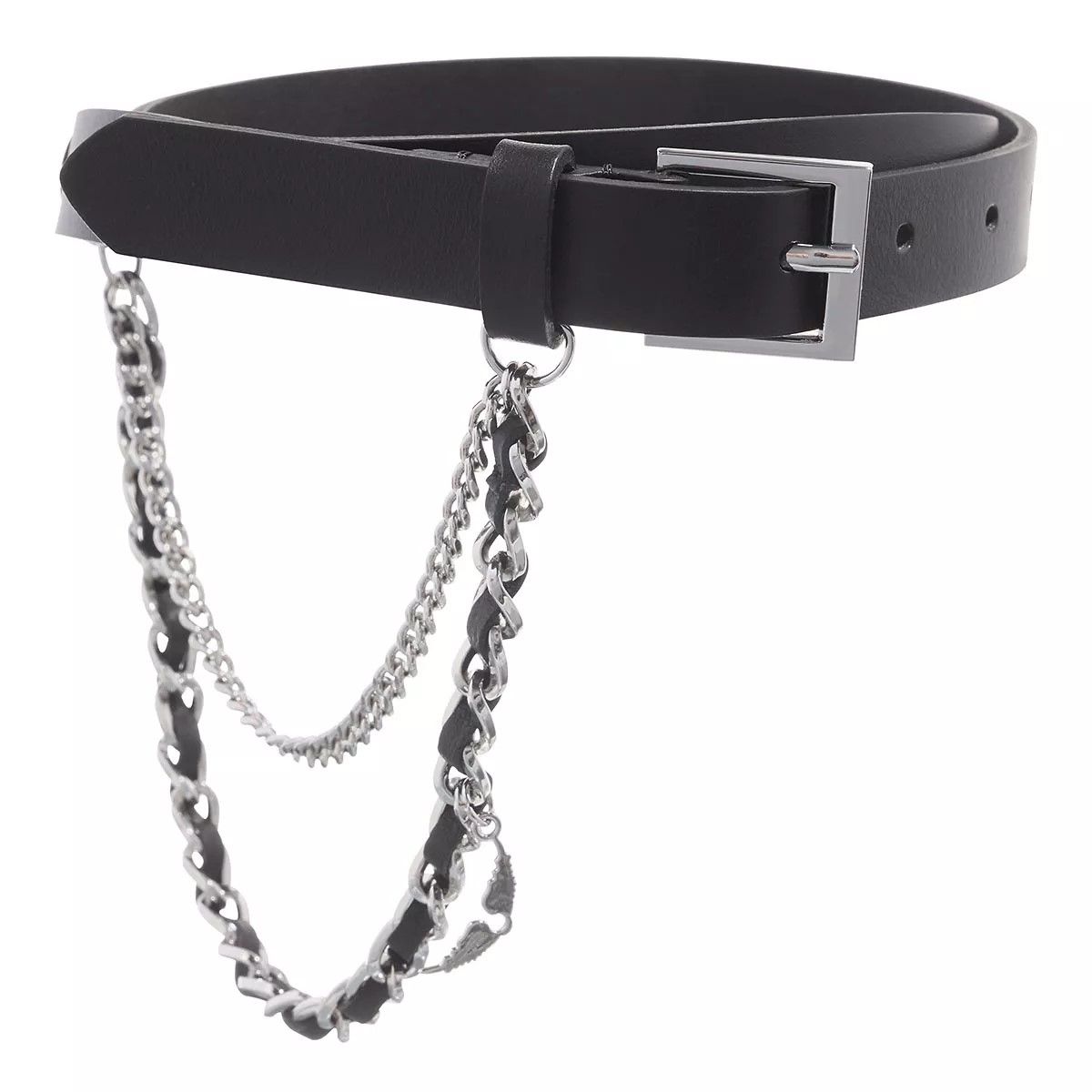 Zadig & Voltaire Initiale Belt Natur Noir, Leather Belt