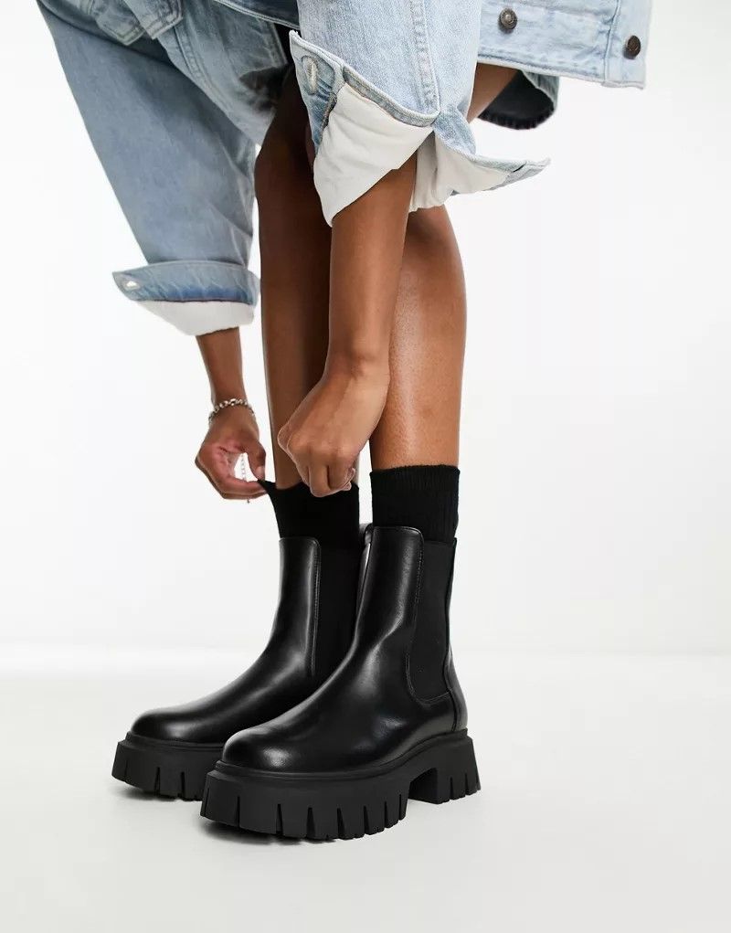 블랙 Anthem   Chelsea-Stiefel in Schwarz mit dicker Sohle 204925413SCHWARZ
