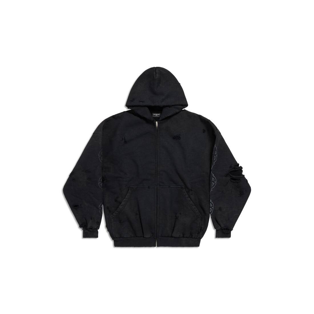 파리 문 집업 후디 오버사이즈 블랙 Paris Moon Outerwear Zip-up Hoodie Oversized in Black Faded 744444TOVE51055