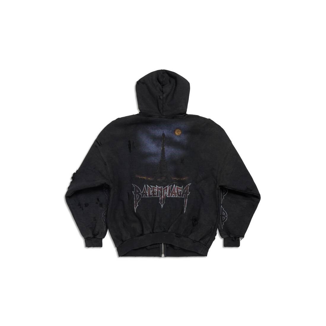 파리 문 집업 후디 오버사이즈 블랙 Paris Moon Outerwear Zip-up Hoodie Oversized in Black Faded 744444TOVE51055