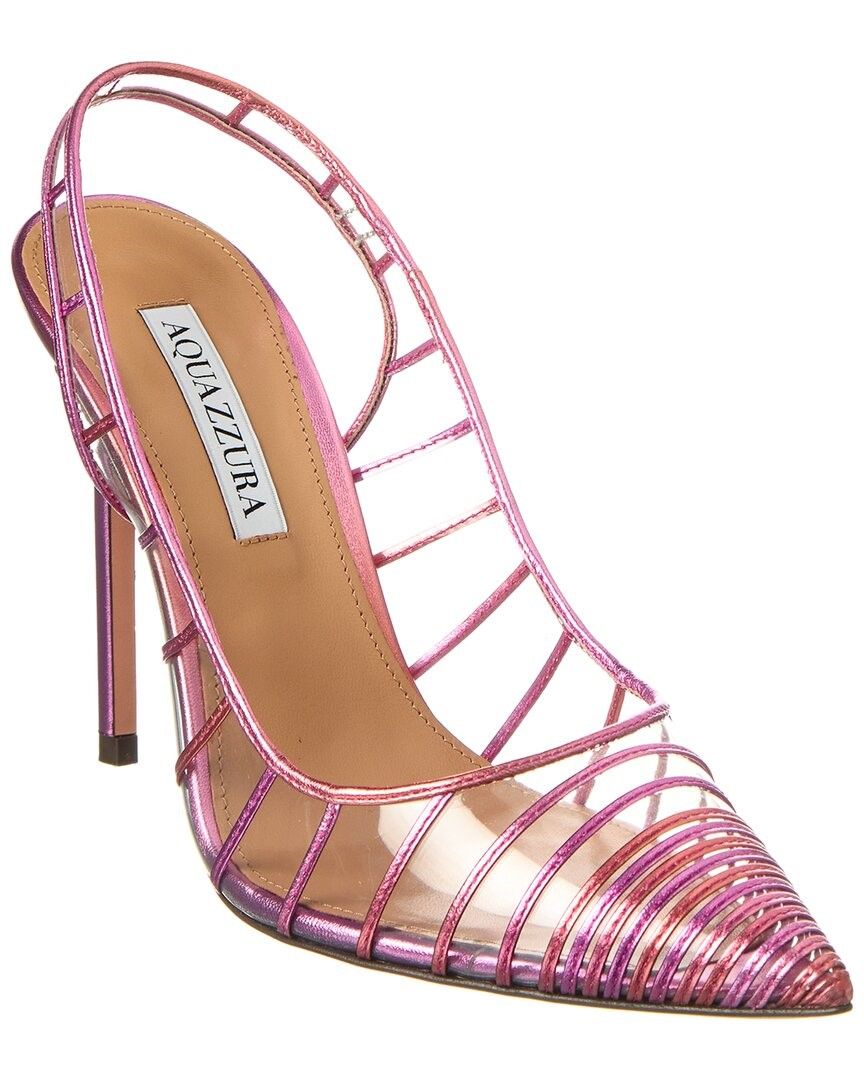 가죽 슬링백 펌프스 Aquazzura Call Me 105 Vinyl & Leather Slingback Pump 1313778147