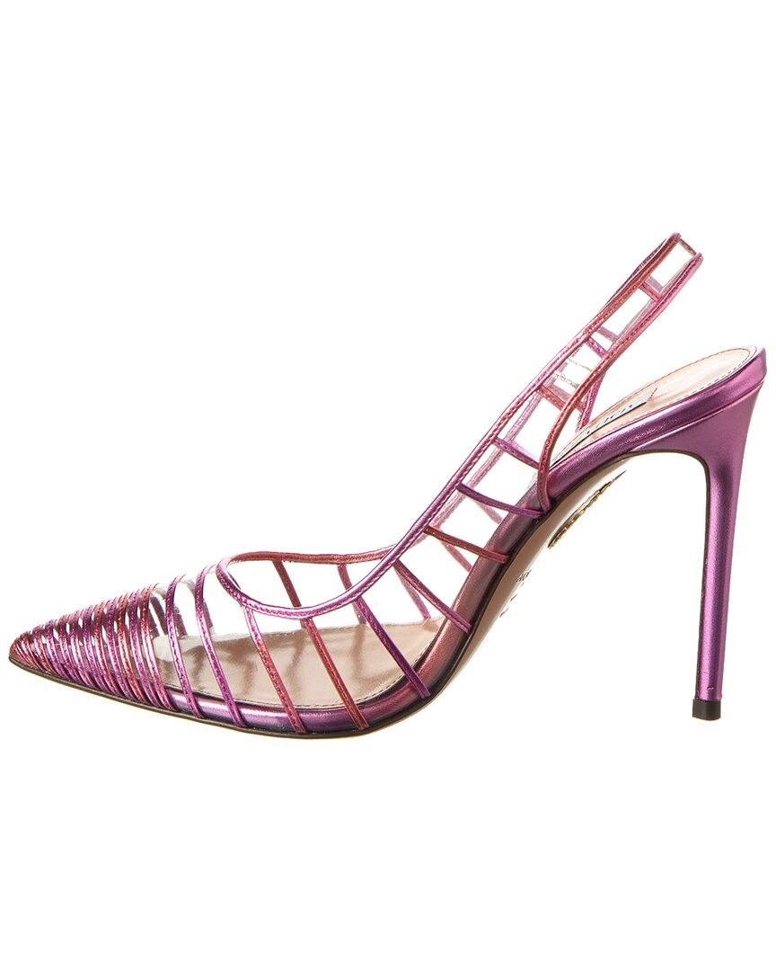 가죽 슬링백 펌프스 Aquazzura Call Me 105 Vinyl & Leather Slingback Pump 1313778147