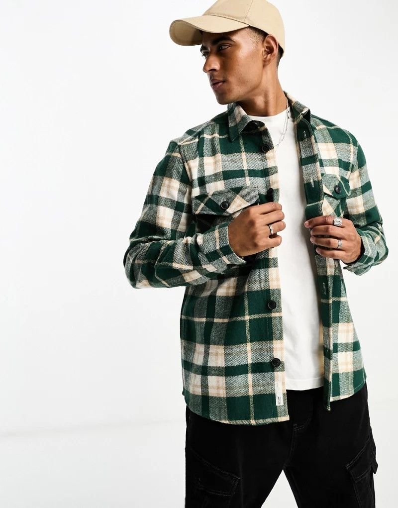Only & Sons   Worker-Hemdjacke in Grun kariert 204799928Grüne Wiese
