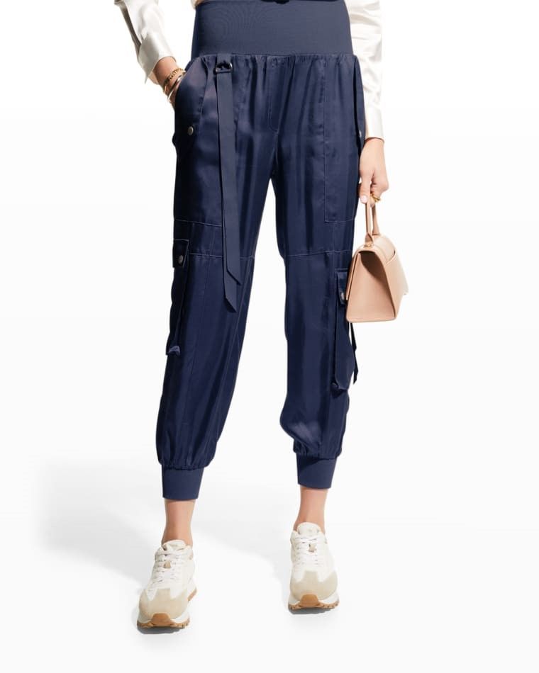 새틴 카고 조거 팬츠 Harmony Satin Cargo Jogger Pants prod248810114NAVY