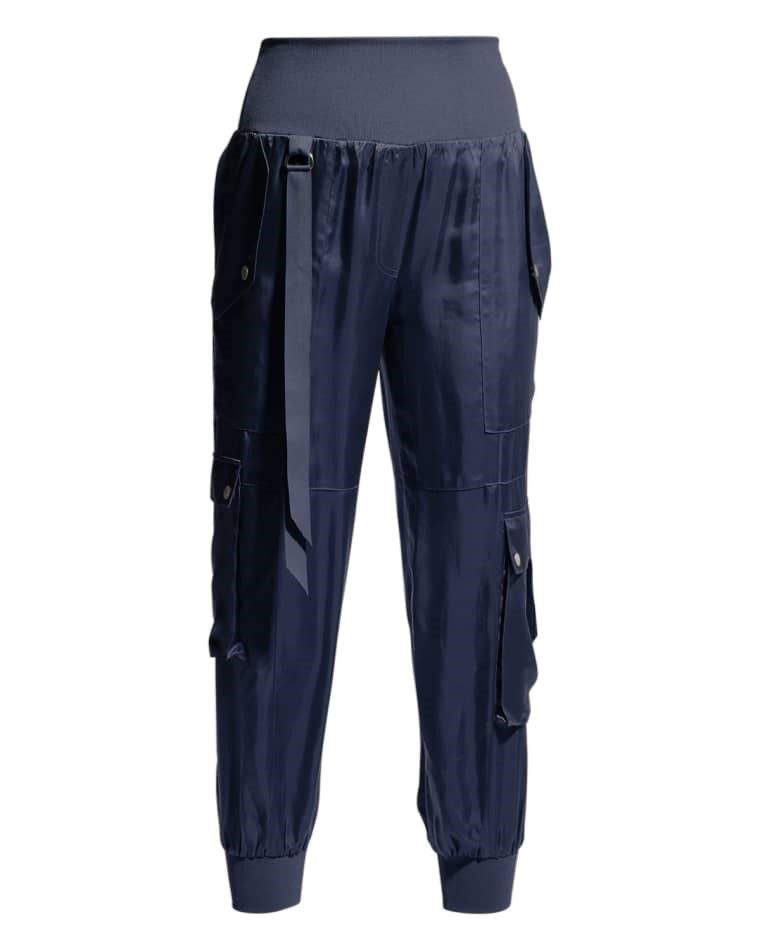 새틴 카고 조거 팬츠 Harmony Satin Cargo Jogger Pants prod248810114NAVY