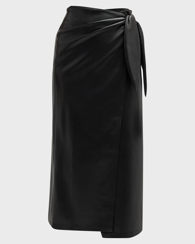 포우 가죽 미디 스커트 Amas Faux Leather Midi Skirt prod254660027BLACK