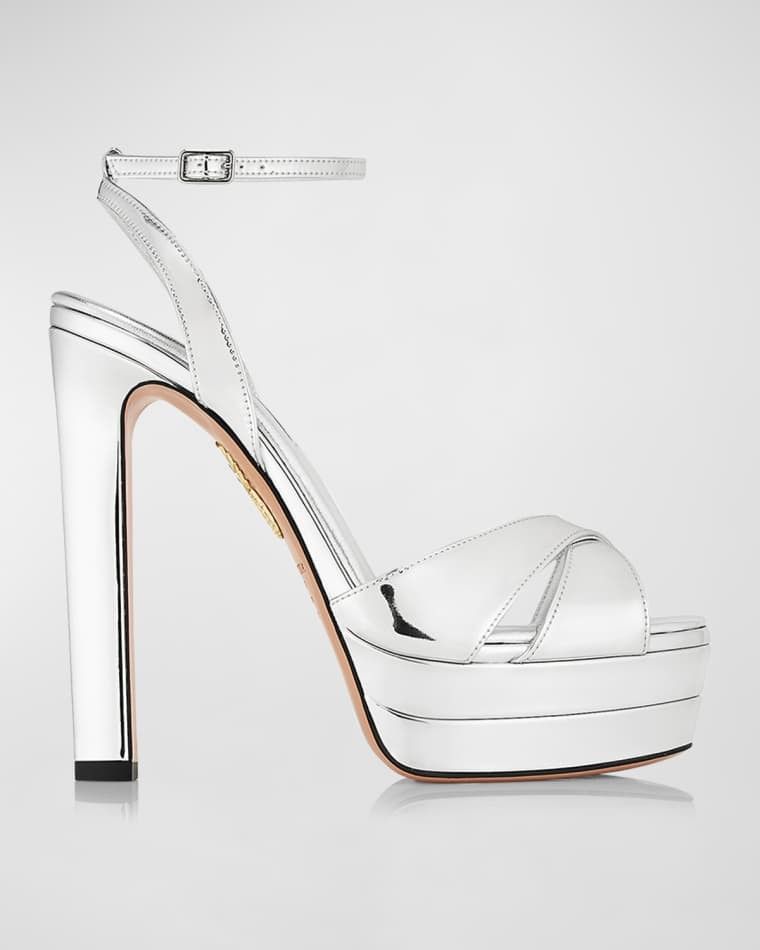 메탈릭 플랫폼 샌들 Divine Metallic Crisscross Platform Sandals prod260890231SILVER