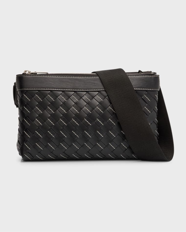 남성 듀오 인트레치아토 가죽 크로스백 가방 Men's Duo Intrecciato Leather Crossbody Bag prod265530072DK.BRN/BEI