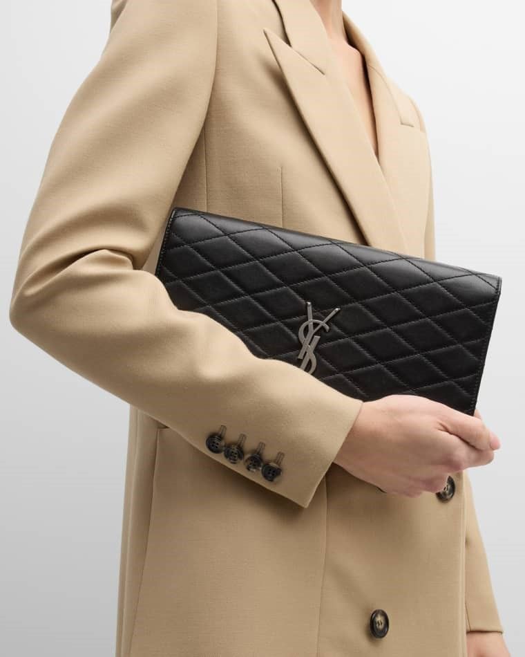 케이트 클러치 퀼티드 스무스 가죽 Kate YSL Clutch in Quilted Smooth Leather prod263610472NERO