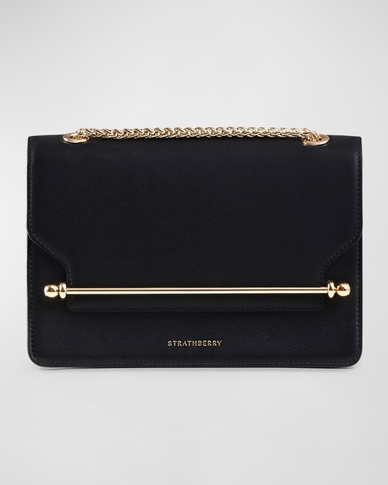 플랩 가죽 체인 숄더 가방 East-West Flap Leather Chain Shoulder Bag prod264570467BLACK