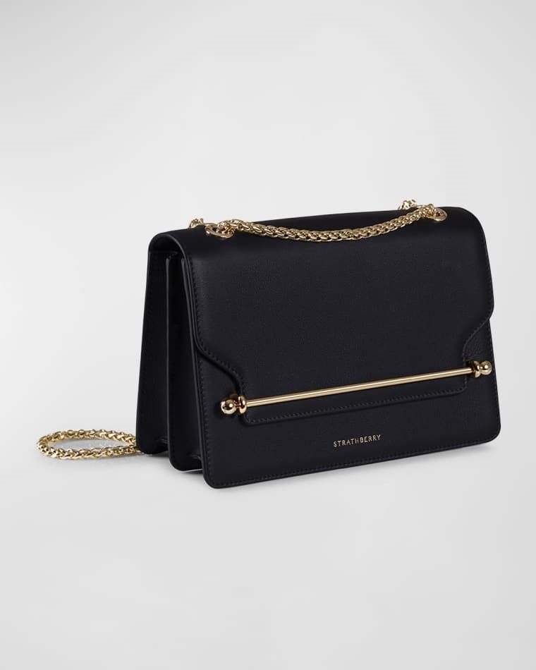 플랩 가죽 체인 숄더 가방 East-West Flap Leather Chain Shoulder Bag prod264570467BLACK
