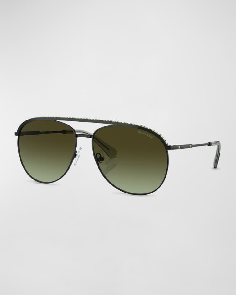 파브 메탈 에비에이터 선글라스 Pave Metal Aviator Sunglasses prod267140016BLACK