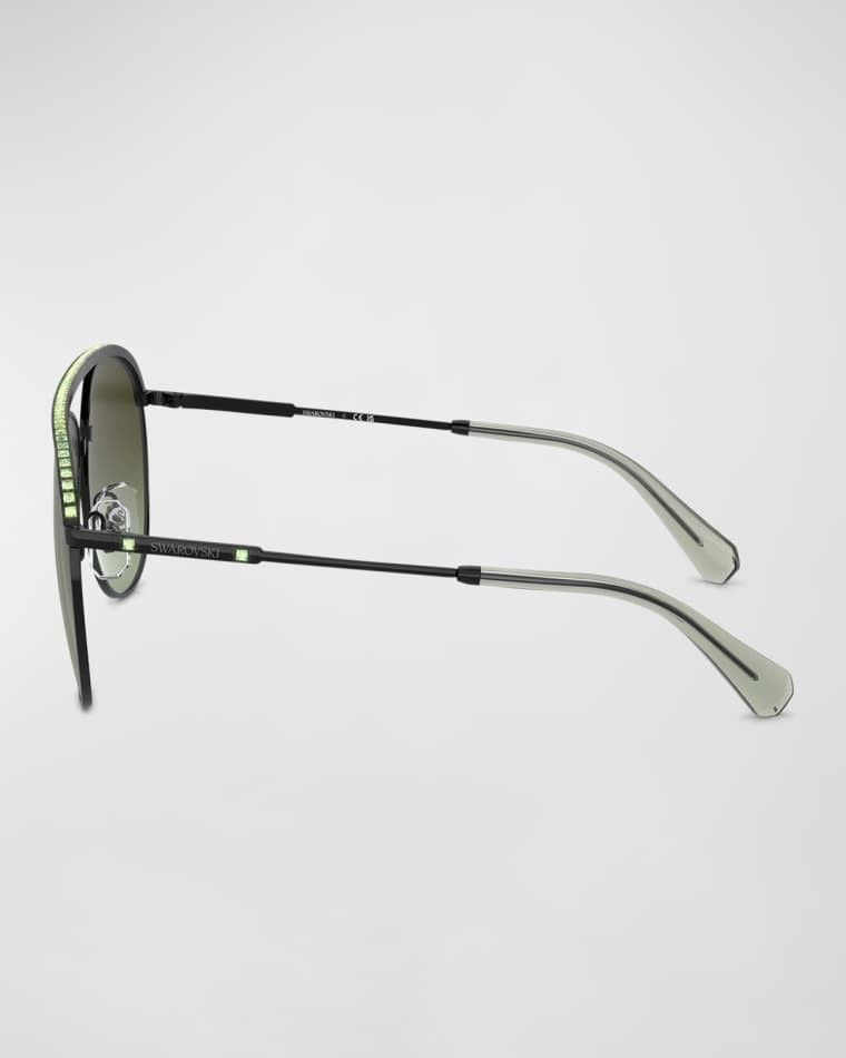파브 메탈 에비에이터 선글라스 Pave Metal Aviator Sunglasses prod267140016BLACK