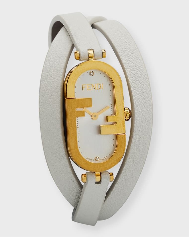 버티칼 오발 가죽 랩 시계 O'Lock Vertical Oval Calf Leather Wrap Watch prod255820212ARGENTOBIANCO