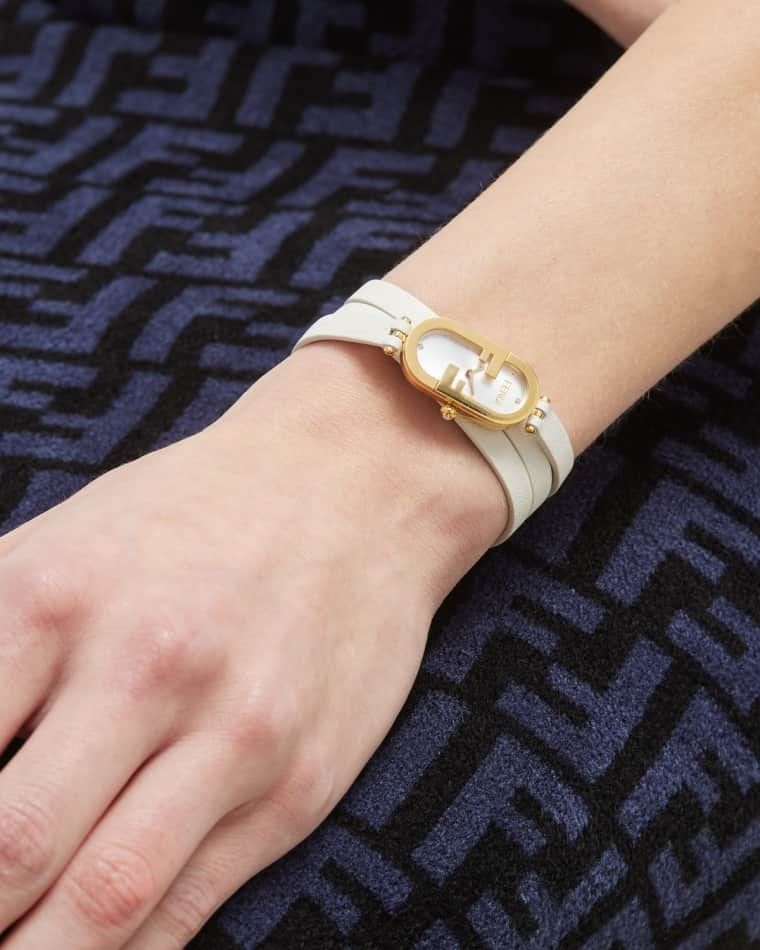버티칼 오발 가죽 랩 시계 O'Lock Vertical Oval Calf Leather Wrap Watch prod255820212ARGENTOBIANCO