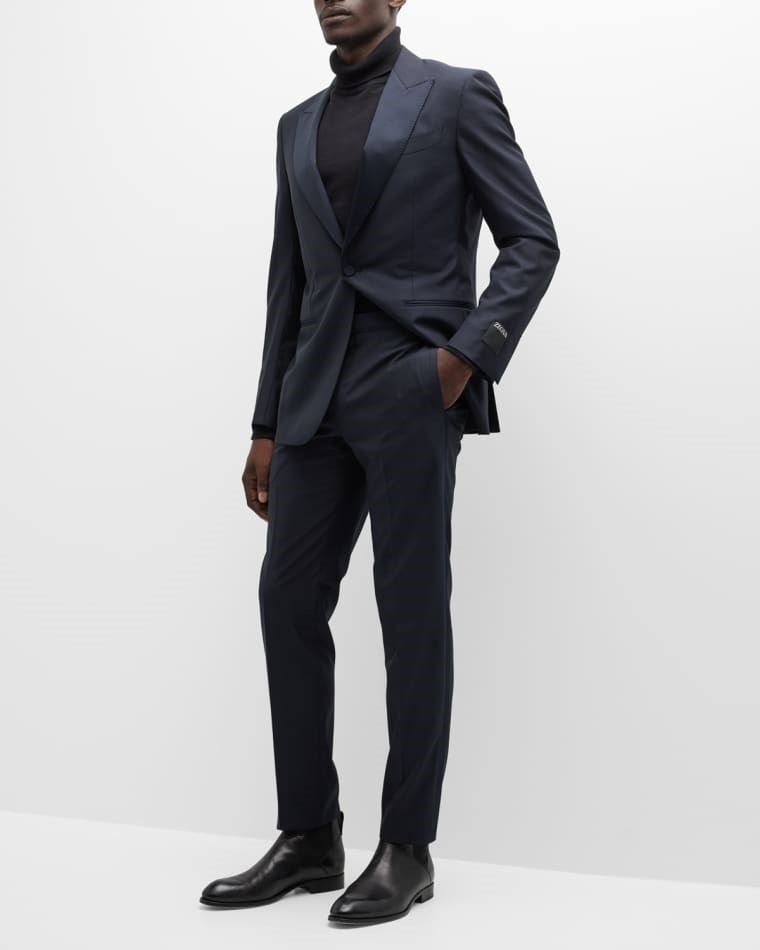 남성 울 실크 턱시도 Men's Sartorial Wool and Silk Tuxedo prod257080026NAVY SOLID