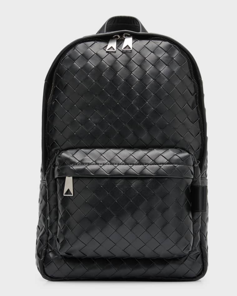 남성 스몰 인트레치아토 가죽 백팩 Men's Small Intrecciato Leather Backpack prod263270319NERO-NERO