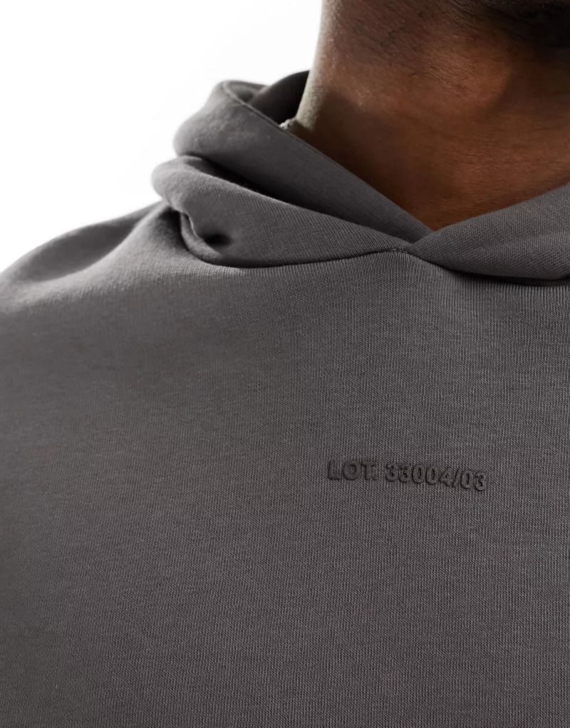 로고 Kastiger Kapuzenpullover in Anthrazit mit farblich abgestimmtem Logo 205691179ANTHRAZIT