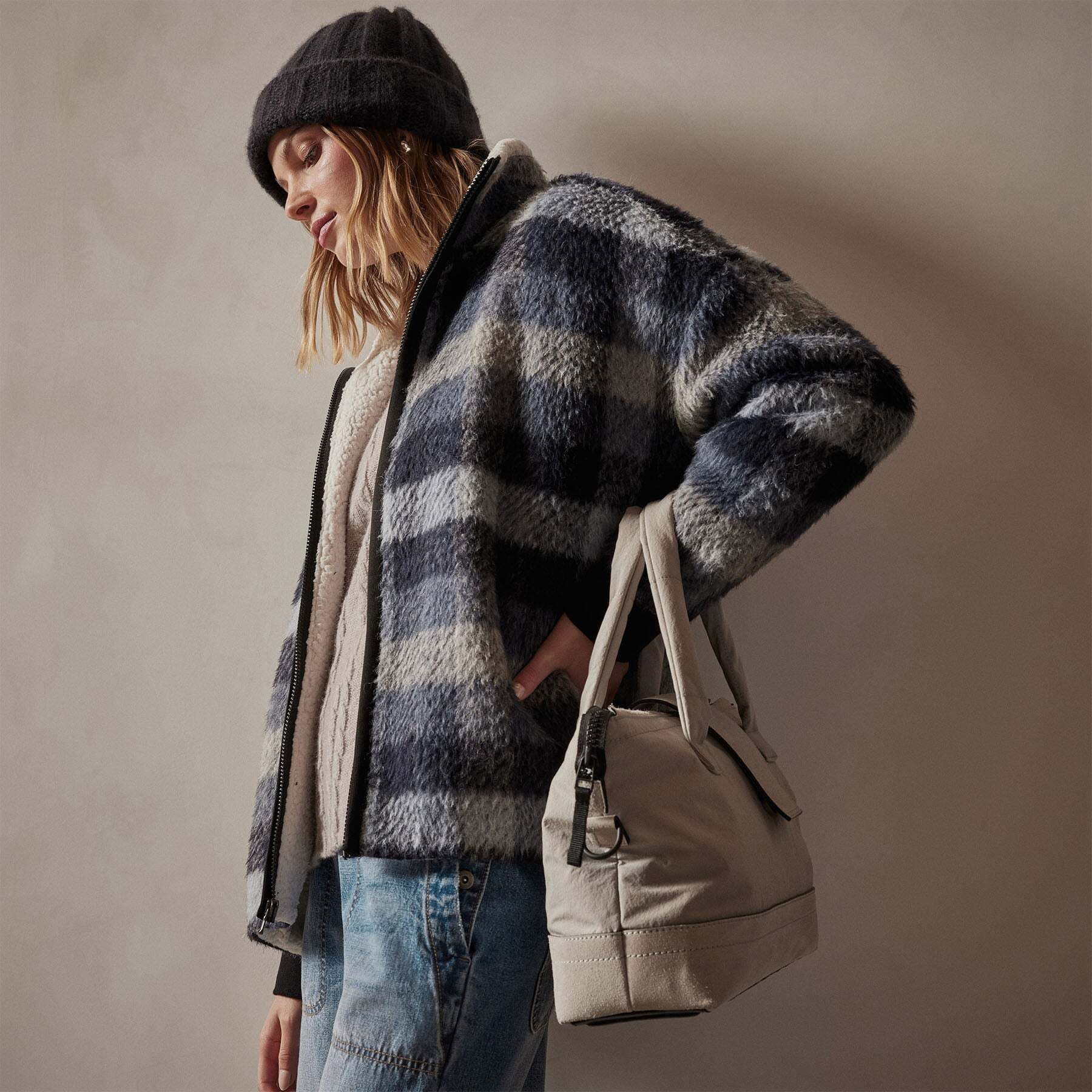 양털 집업 자켓 Sherpa Lined Plaid Zip Jacket - Breeze Plaid WPWB2579 BREEZE  PLAID(63715917)