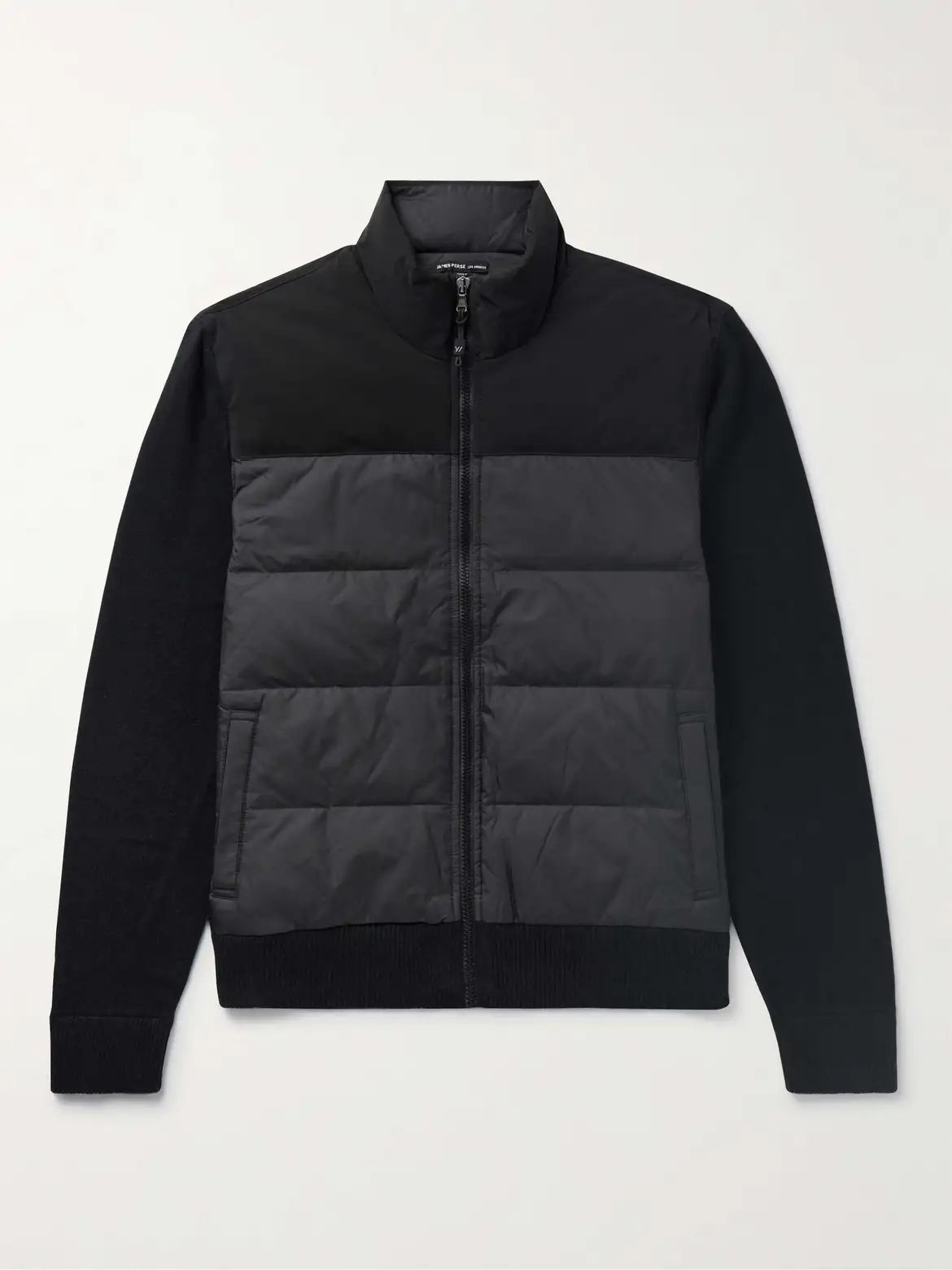 Mixed Media Zip Front Jacket - Carbon