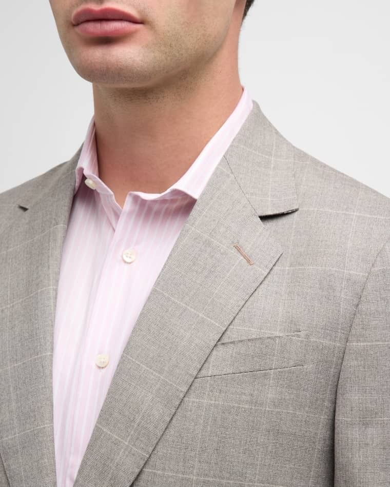 남성 테일러드 핏 울 체크 수트 Men's Tailored Fit Wool Check Two-Button Suit prod267330212TAN